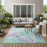 5' X 8' Blue and Gray Abstract Washable Non Skid Indoor Outdoor Area Rug
