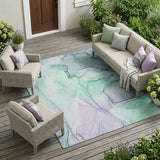 8' X 10' Blue and Gray Abstract Washable Non Skid Indoor Outdoor Area Rug
