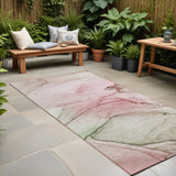 8' Runner Gray and Pink Abstract Washable Non Skid Indoor Outdoor Runner Rug