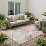 5' X 8' Gray and Pink Abstract Washable Non Skid Indoor Outdoor Area Rug