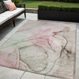 5' X 8' Gray and Pink Abstract Washable Non Skid Indoor Outdoor Area Rug