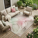 8' X 10' Gray and Pink Abstract Washable Non Skid Indoor Outdoor Area Rug