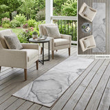 8' Runner Gray Abstract Washable Non Skid Indoor Outdoor Runner Rug