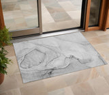 3' X 5' Gray Abstract Washable Non Skid Indoor Outdoor Area Rug
