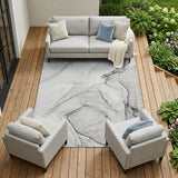 8' X 10' Gray Abstract Washable Non Skid Indoor Outdoor Area Rug