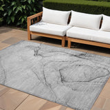 8' X 10' Gray Abstract Washable Non Skid Indoor Outdoor Area Rug
