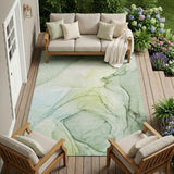 8' X 10' Green Abstract Washable Non Skid Indoor Outdoor Area Rug