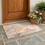 3' X 5' Gray and Orange Abstract Washable Non Skid Indoor Outdoor Area Rug