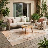 5' X 8' Gray and Orange Abstract Washable Non Skid Indoor Outdoor Area Rug