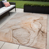 5' X 8' Gray and Orange Abstract Washable Non Skid Indoor Outdoor Area Rug