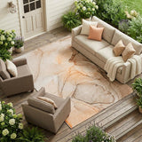 8' X 10' Gray and Orange Abstract Washable Non Skid Indoor Outdoor Area Rug