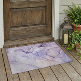 2' X 3' Gray and Purple Abstract Washable Non Skid Indoor Outdoor Area Rug