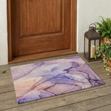 3' X 5' Gray and Purple Abstract Washable Non Skid Indoor Outdoor Area Rug