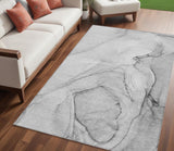 5' X 8' Gray and Purple Abstract Washable Non Skid Indoor Outdoor Area Rug