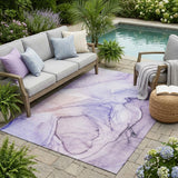 5' X 8' Gray and Purple Abstract Washable Non Skid Indoor Outdoor Area Rug