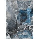 8' X 10' Ivory Blue and Gray Abstract Washable Non Skid Indoor Outdoor Area Rug
