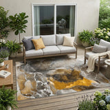 5' X 8' Brown and Gray Abstract Washable Non Skid Indoor Outdoor Area Rug