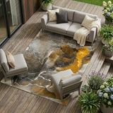 8' X 10' Brown and Gray Abstract Washable Non Skid Indoor Outdoor Area Rug