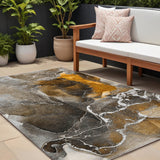 8' X 10' Brown and Gray Abstract Washable Non Skid Indoor Outdoor Area Rug
