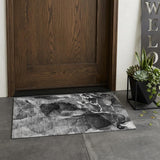 2' X 3' Black Gray and White Abstract Washable Non Skid Indoor Outdoor Area Rug