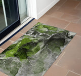 2' X 3' Green Abstract Washable Non Skid Indoor Outdoor Area Rug
