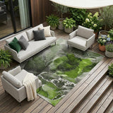 8' X 10' Green Abstract Washable Non Skid Indoor Outdoor Area Rug
