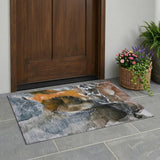 2' X 3' Orange Abstract Washable Non Skid Indoor Outdoor Area Rug