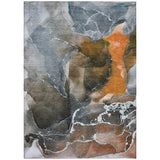 5' X 8' Orange Abstract Washable Non Skid Indoor Outdoor Area Rug