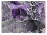 2' X 3' Gray and Purple Abstract Washable Non Skid Indoor Outdoor Area Rug