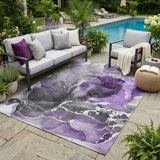 5' X 8' Gray and Purple Abstract Washable Non Skid Indoor Outdoor Area Rug