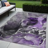 5' X 8' Gray and Purple Abstract Washable Non Skid Indoor Outdoor Area Rug