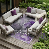 8' X 10' Gray and Purple Abstract Washable Non Skid Indoor Outdoor Area Rug