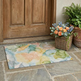2' X 3' Blue Abstract Washable Non Skid Indoor Outdoor Area Rug
