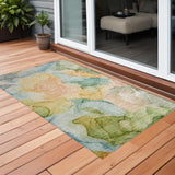3' X 5' Blue Abstract Washable Non Skid Indoor Outdoor Area Rug