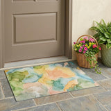 3' X 5' Blue Abstract Washable Non Skid Indoor Outdoor Area Rug