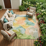 8' X 10' Blue Abstract Washable Non Skid Indoor Outdoor Area Rug