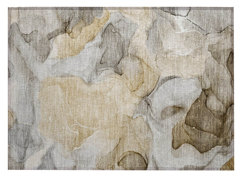 2' X 3' Brown Abstract Washable Non Skid Indoor Outdoor Area Rug