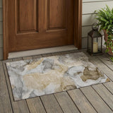 2' X 3' Brown Abstract Washable Non Skid Indoor Outdoor Area Rug