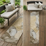 8' Runner Brown Abstract Washable Non Skid Indoor Outdoor Runner Rug
