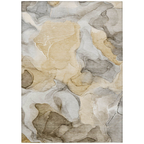 3' X 5' Brown Abstract Washable Non Skid Indoor Outdoor Area Rug