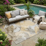 5' X 8' Brown Abstract Washable Non Skid Indoor Outdoor Area Rug