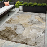 5' X 8' Brown Abstract Washable Non Skid Indoor Outdoor Area Rug