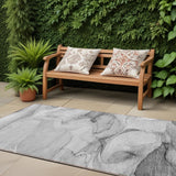 8' Runner Gray Abstract Washable Non Skid Indoor Outdoor Runner Rug