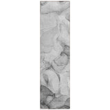 8' Runner Gray Abstract Washable Non Skid Indoor Outdoor Runner Rug