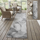8' Runner Gray Abstract Washable Non Skid Indoor Outdoor Runner Rug