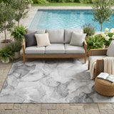 5' X 8' Gray Abstract Washable Non Skid Indoor Outdoor Area Rug