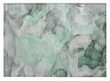 2' X 3' Green Abstract Washable Non Skid Indoor Outdoor Area Rug