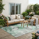 5' X 8' Green Abstract Washable Non Skid Indoor Outdoor Area Rug