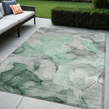 5' X 8' Green Abstract Washable Non Skid Indoor Outdoor Area Rug