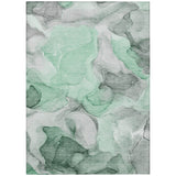 5' X 8' Green Abstract Washable Non Skid Indoor Outdoor Area Rug